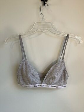 CALVIN KLEIN Light Gray Cotton Triangle Bralette